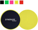 Synergee Core Sliders. Dual Sided Use on Carpet or Hardwood Floors. Abdominal Exercise Equipment