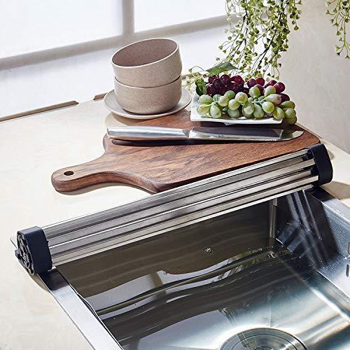 Toplife Foldable Stainless Steel Over Sink Rack Multipurpose Kitchen Drainer Rack,Roll Up Dish Drying Rack,Large Size.