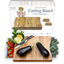 Cutting Board with Trays - Organic Acacia Wood Butcher Block with Containers White Pale Blue - Naturally Antimicrobial - For Meat Vegetables Bread or Cheese Board by Kristie's Kitchen