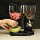 Modern Dry Food Dispenser with Dual Portion Control - Black & Chrome or White & Chrome Available (Dual Dispenser, Black)