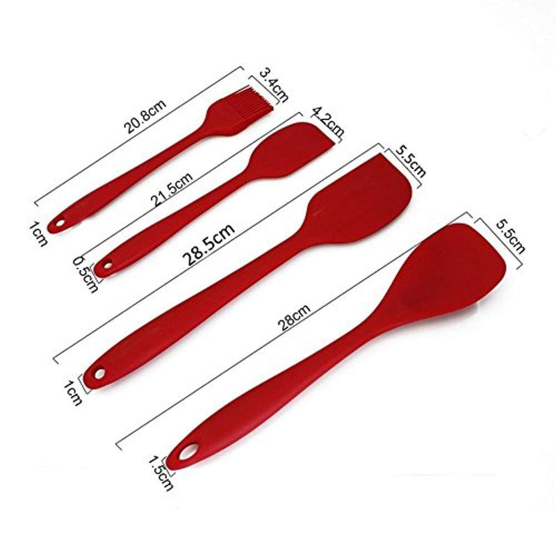 10Pcs/set Silicone Heat Resistant Kitchen Cooking Utensils Non-Stick Baking Tool tongs ladle gadget by BonBon (Red)