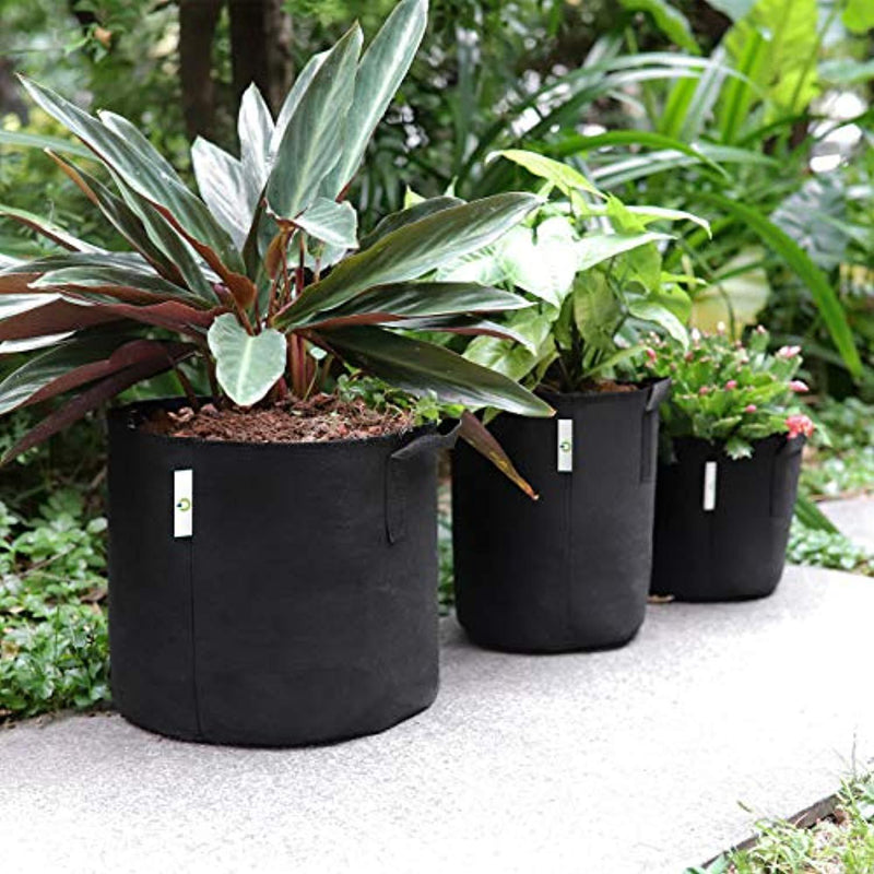 OPULENT SYSTEMS 5-Pack 5 Gallon Grow Bags Heavy Duty Aeration Fabric Growing Bag Thickened Nonwoven Fabric Containers for Potato Plant Pots with Handles (Black)