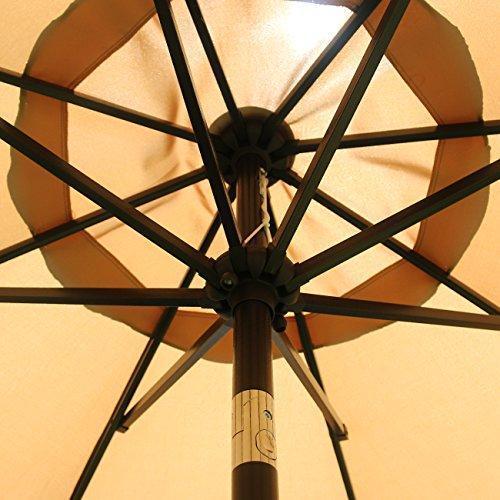 Sunnyglade 9' Solar 24 LED Lighted Patio Umbrella with 8 Ribs/ Tilt Adjustment and Crank Lift System (Red)