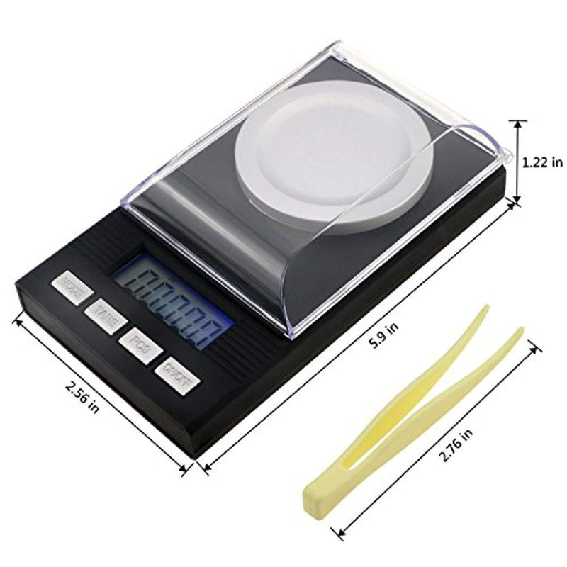 TedGem Digital Milligram Scale 50 X 0.001g - Reloading Jewelry Scale Digital Weight Mini LCD Pocket Lab Scale with Calibration Weights Tweezers and Weighing Pans（Include 2 Batteries)