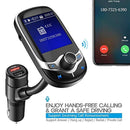 Nulaxy Bluetooth FM Transmitter 1.8" Color Screen Wireless Receiver Car Kit W QC3.0 Quick Charge, Car Battery Voltage Reading, Handsfree Calling, Support USB Drive, TF Card, AUX, EQ Mode - KM28 Silver