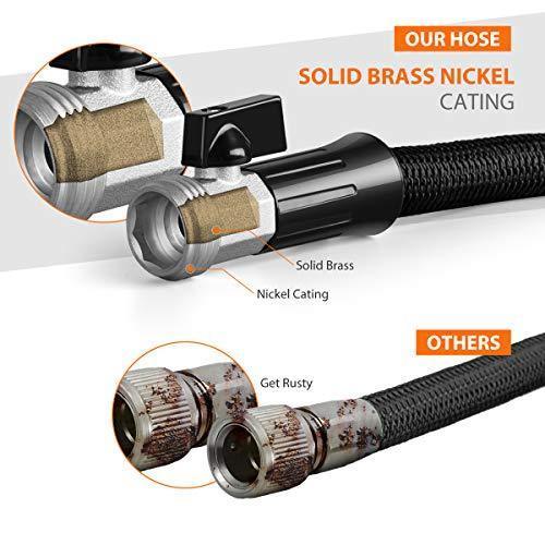 HooSeen Expandable Garden Hose, 50ft Flexible Kink-Free Water Hose with Double Latex Core, 3/4" Solid Nickel Plating Fitting and Shut Off Valve (50FT, Black)
