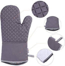 KeShi Kitchen Oven Mitts Set, Oven Mitts and Pot Holders, Heat Resistant with Quilted Cotton Lining, Non-Slip Surface 4 Pieces for Cooking, Baking, Grilling, Barbecue (Gray)