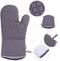 KeShi Kitchen Oven Mitts Set, Oven Mitts and Pot Holders, Heat Resistant with Quilted Cotton Lining, Non-Slip Surface 4 Pieces for Cooking, Baking, Grilling, Barbecue (Gray)