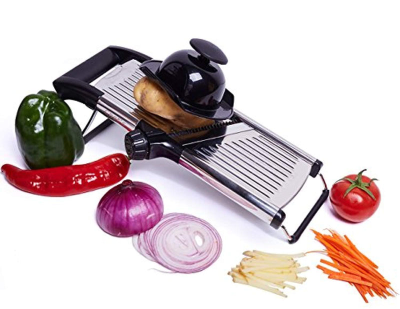 Adjustable Mandoline Slicer by Chef's INSPIRATIONS. Best For Slicing Food, Fruit and Vegetables. Professional Grade Julienne Slicer. With Cleaning Brush. Stainless Steel