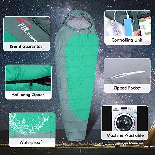 FIRSERMO Electric Heated Sleeping Bag Lightweight Portable Waterproof Comfort Mummy Bags, Perfect for Adults Camping/Hiking