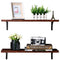SUPERJARE Wall Mounted Floating Shelves, Set of 2, Display Ledge, Storage Rack for Room/Kitchen/Office - Walnut Brown