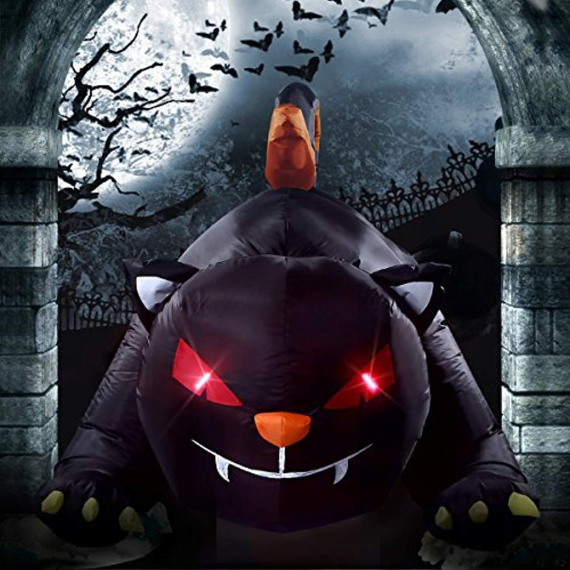 YUNLIGHTS 6X4Ft Halloween Inflatable for Halloween Big Black Cat with LED Lights Indoor and Outdoor Decorations