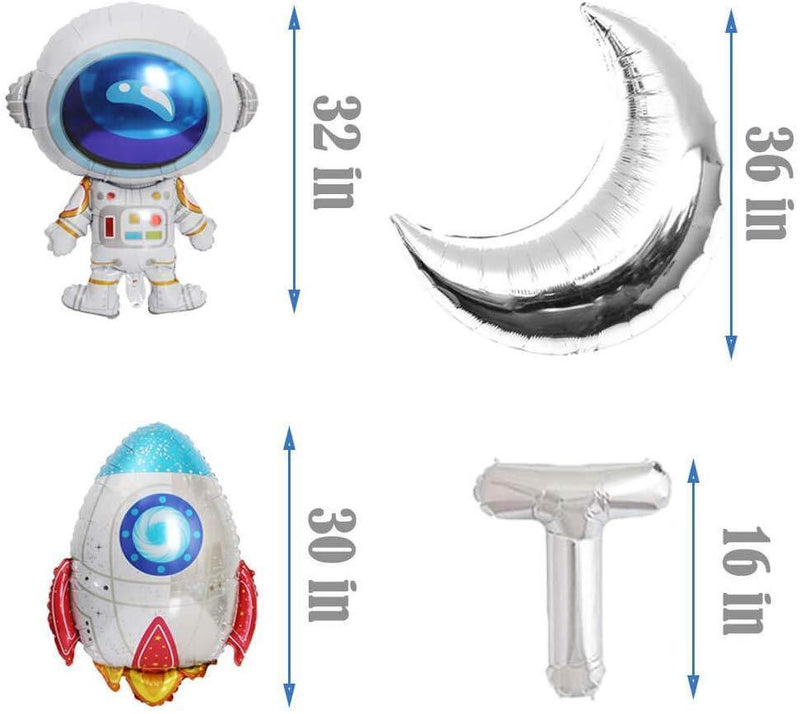 HEETON Two the Moon Balloons, 2 the Moon Space Birthday Party Banner, Galaxy Astronaut Space Man Robot UFO Theme baby 2nd Birthday Party Supplies Decoration