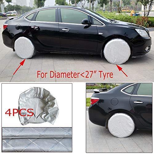MARINEBABY Set of 4 Tire Covers, Waterproof Aluminum Film Tire Sun Protectors,for 27" RV Auto Truck Camper Trailer Motorhome Tire Wheel Cover Diameter,Silver,Weatherproof Tire Protectors (Silver)