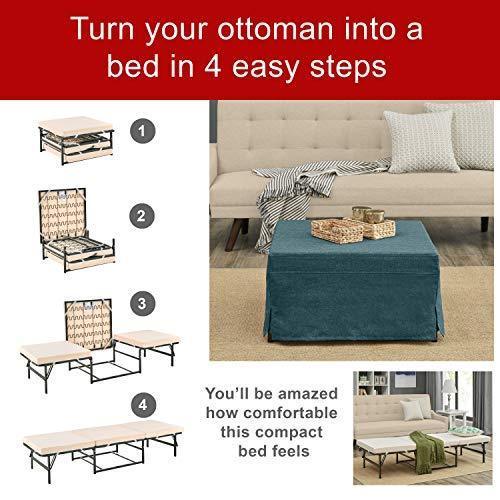 Handy Living Space Saving Folding Ottoman Sleeper Guest Bed, Gray/Brown, Twin