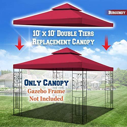 Replacement 10'X10'Gazebo Canopy top Patio Pavilion Cover Sunshade plyester Double Tiers-Taupe