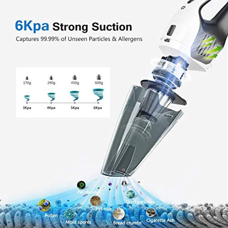 HoLife Handheld Vacuum, Cordless Vacuum Cleaner with Stainless Steel HEPA Filter, Rechargeable 14.8V Li-ion Battery, Quick Charge Tech, Cyclone Suction for Home Pet Hair, Car Cleaning
