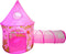 Playz 3pc Girls Princess Fairy Tale Castle Play Tent, Crawl Tunnel & Ball Pit w/ Pink Prairie Design - Foldable for Indoor & Outdoor Use w/ Zipper Storage Case