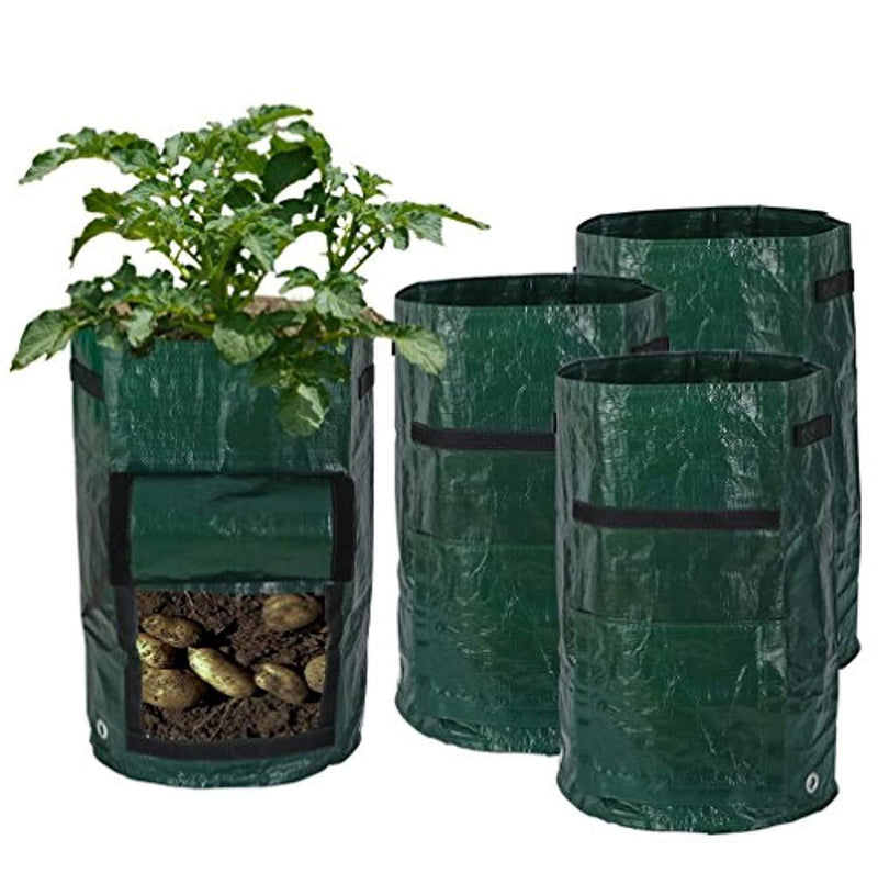 Superbpag 4 Pack 10 Gallon Garden Potato Grow Bags with Access Flap and Handles Aeration Fabric Pots for Carrot, Tomato, Onion and so on