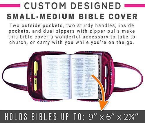 Bible Covers for Women & Girls | Bible Carrying Case | Small-Medium Bible Cover with Handles | Soft Carrying Case Fabric | Multiple Colors Available | with Pen Holders | 100% Cotton Material (Purple)