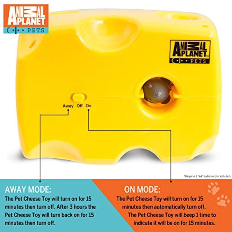 Animal Planet Automatic Peek-a-Boo Mouse & Cheese Interactive Toy for Cats, Features Built-In Auto Off Function, Pop Out Mice For Hours Of Entertainment, All Day Play W/Away Mode, Battery Operated