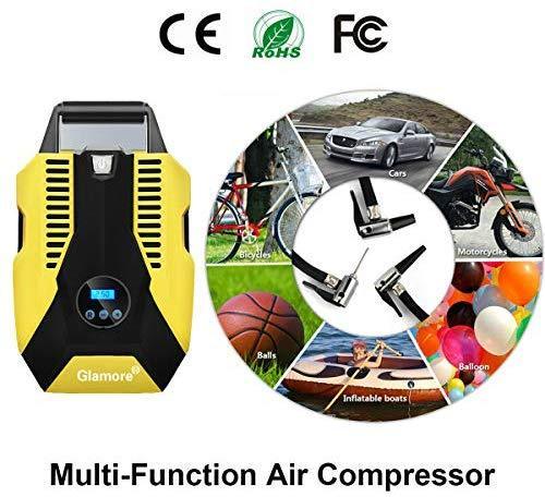 Glamore Portable Air Compressor for Car Tires, Digital Tire Inflator, 12V DC Air Compressor Tire Inflators, Air Tire Pump, 150 PSI with Emergency LED Flashlight for Cars, Motorcycles, Bikes, Ballons