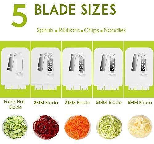 New 4-in-1 Vertical Vegetable Slicer, Rotating Adjustable Blades, Heavy Duty Veggie Spiralizer with Strong Suction Cup, for Low Carb,Paleo,Gluten-Free Meals (Free Cleaning Brush) by Chugod