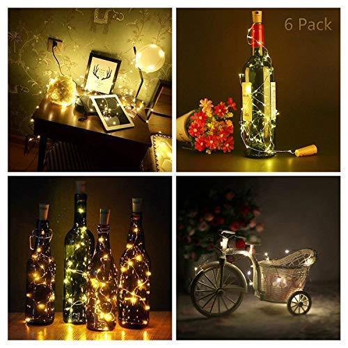 Wine Bottle Lights with Cork,CUUCOR 7.2ft 20 LED Battery Operated Fairy String Lights for DIY,Christmas,Party(Warm White,6 Pack)