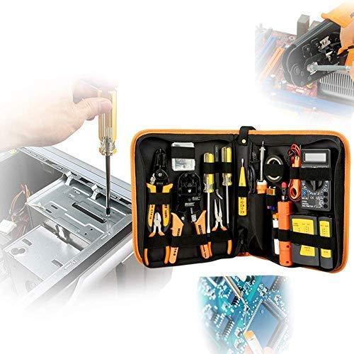 Computer Tool Kits - Professional 17 in 1 Network Cable Maintenance Tools - RJ45/RJ11/8P8C Connectors, LAN/Cat5e/Cat6 Cable Tester, Soldering Iron, Ethernet Stripping/Crimp Pliers Tool kit