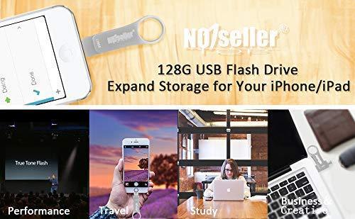 NO1seller Top Flash Drive for iPhone 128GB,USB Tpye C 3.0 Flash Drive Memory Stick for iPhone iPad PC Android External Storage,3 in 1 Photo Stick Space Gray