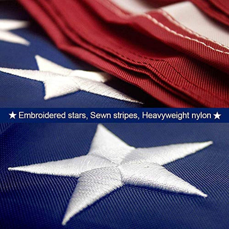 American Flag 3x5 ft Embroidered Stars Sewn Stripes with Brass Grommets Nylon US Flag for Boat Yacht Workplace Home Garden Business Outdoor United States Flag