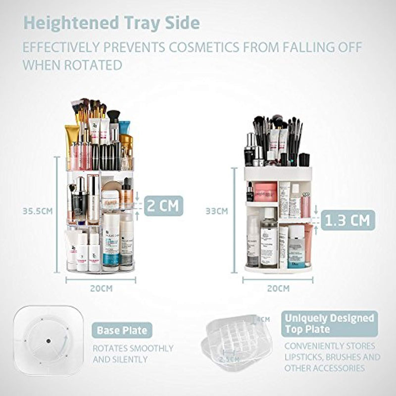 Jerrybox Makeup Organizer Adjustable Professional Makeup Organizer, Compact Size with Large Capacity, Fits Different Types of Cosmetics and Accessories Square (Transparent)