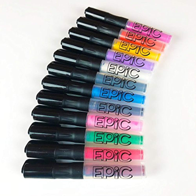 EPIC - Opaque Acrylic Paint Markers - Set of 12 - For Painting Rocks, Pumpkins, Ceramic, Porcelain, Wood, Fabric, Canvas - Medium tip - Permanent Water Based Paint Pens