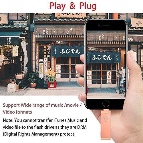 D-elfin Photo Stick for iPhone USB Flash Drive Memory Stick Backup Drive iOS Pendrive 128GB Photostick Mobile for External Storage iPad USB 3.0 iPhone OTG Android Type C iPhone Jump Drive (Black)