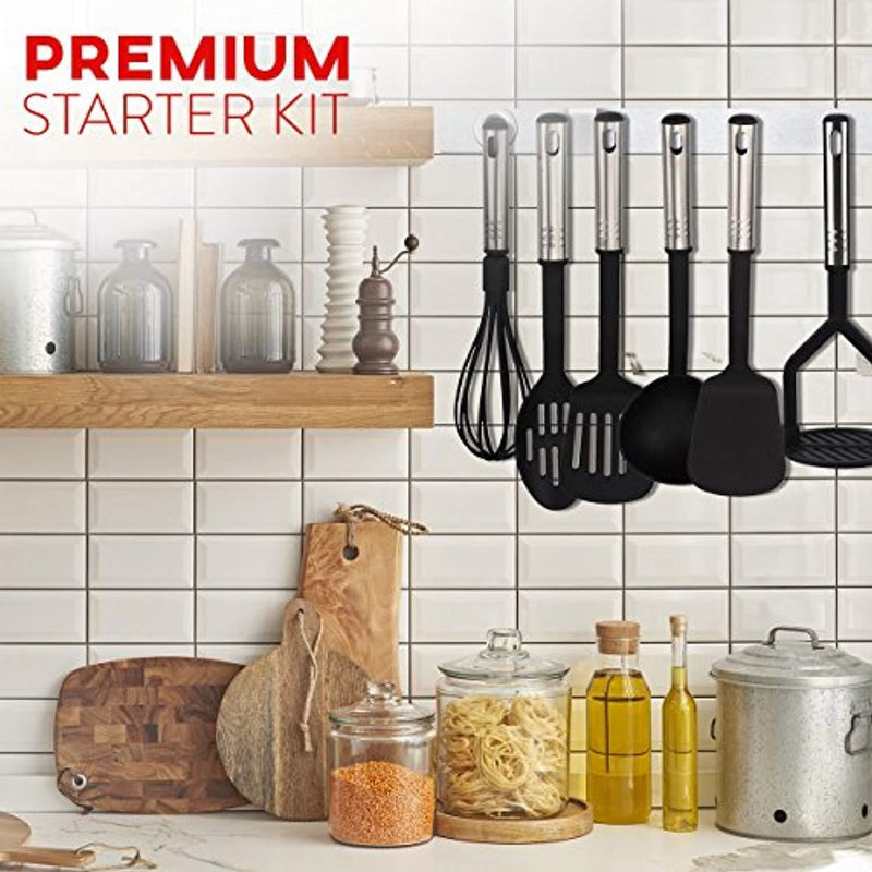 Kitchen Utensils set - 24 Nylon Stainless Steel Cooking Supplies - Non-Stick and Heat Resistant Cookware set - New Chef's Kitchen Gadget Tools Collection - Best for Pots and Pans - Great Holiday Gift
