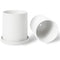 MoonLa Plant Pots - 5.7 + 4.8 Inch White Matt Ceramic Planter for Flower, Cactus, Succulent Planting, with Drainage Hole & Saucer, Set of 2 (Plants Not Included)