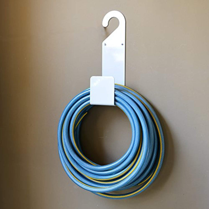 Value Inc. White Garden Hose Holder wall mount-Durable, very powerful hanger it can hold 100ft heavy hose -keep your backyard neat and clean
