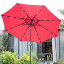 Sunnyglade 9' Solar 24 LED Lighted Patio Umbrella with 8 Ribs/ Tilt Adjustment and Crank Lift System (Red)