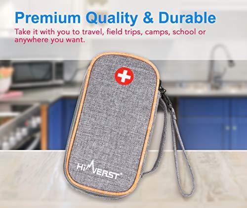 Hiverst Insulated Epipen Carrying Case Insulin Diabetic Travel Supplies with 2 Medical Alert Epipen Inside Key Tag & 2 Ice Pack Allergy Kids Cooler Medical Travel Organizer