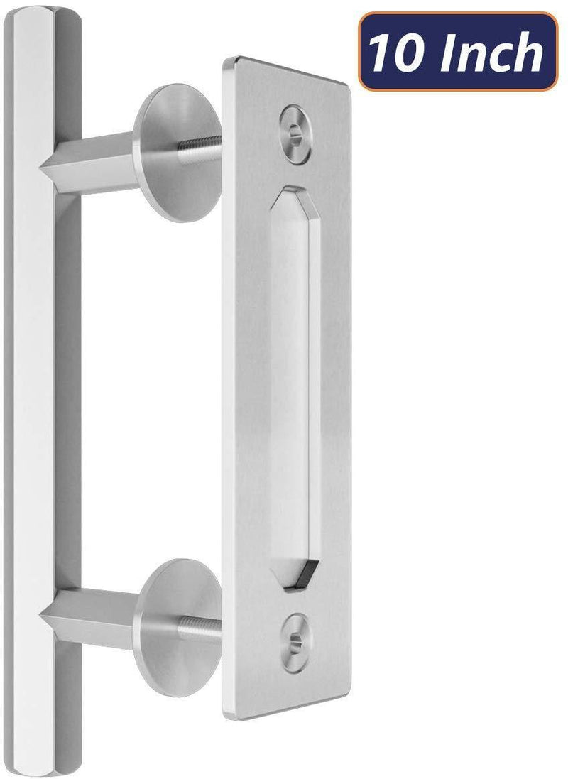 SMARTSTANDARD 8FT Top Mount Heavy Duty Sliding Barn Door Hardware Kit, Single Rail, Stainless Steel, Smoothly and Quietly, Simple and Easy to Install, Fit 42"-48" Wide DoorPanel (T Shape Hanger)