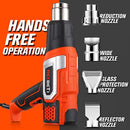 REXBETI 1800W Heat Gun, Portable Hot Air Gun 140℉-1210℉ with 2 Air Flow, Fast Heating in Seconds, 5 Accessories for Heat shrink tubing, Wrapping Drying Painting, Over-heat Protection