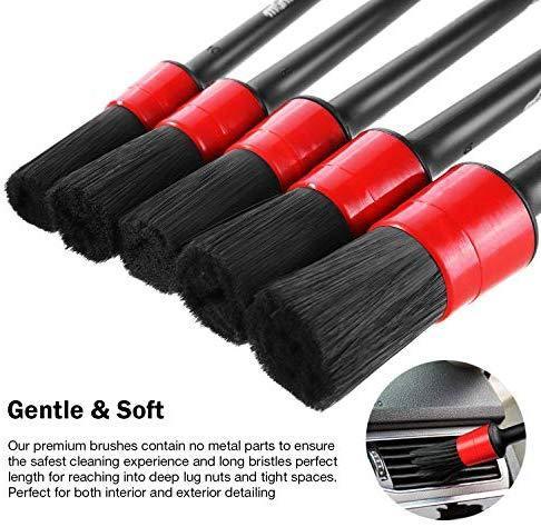 Manfiter Detailing Brush Set, Car Duster, Auto Detail Brush Set with Car Dash Duster Brush for Car Motorcycle Automotive Cleaning Wheels, Dashboard, Interior, Exterior, Leather, Air Vents
