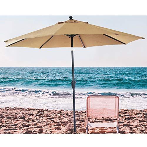 Blissun 9' Outdoor Market Patio Umbrella with Push Button Tilt and Crank, 8 Ribs (Tan)