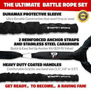 Pro Battle Ropes with Anchor Strap Kit - Upgraded Durable Protective Sleeve - 100% Poly Dacron Heavy Battle Rope for Strength Training, Cardio Workout, Crossfit, Fitness Exercise Rope