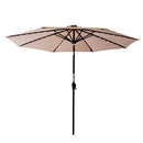 C-Hopetree 9ft LED Lighted Solar Outdoor Patio Market Umbrella for Balcony Table Deck Garden Shade or Pool with Tilt, Beige