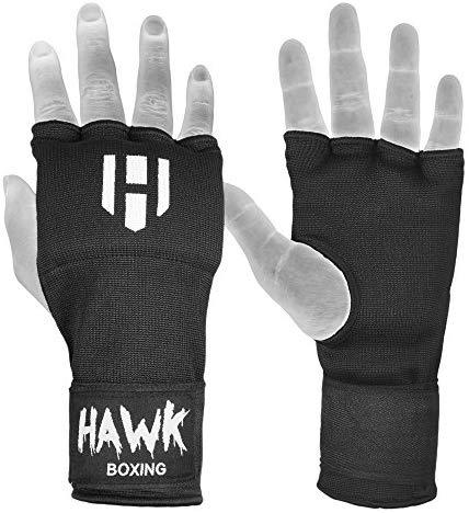 Hawk Padded Inner Gloves Training Gel Elastic Hand Wraps for Boxing Gloves Quick Wraps Men & Women Kickboxing Muay Thai MMA Bandages Fist Knuckle Wrist Wrap Protector Handwraps (Pair)
