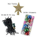 20" Tabletop Mini Christmas Tree Set with Clear LED Lights, Star Treetop and Ornaments, Best DIY Christmas Decorations