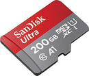 Sandisk Ultra 200GB Micro SDXC UHS-I Card with Adapter - 100MB/s U1 A1 - SDSQUAR-200G-GN6MA