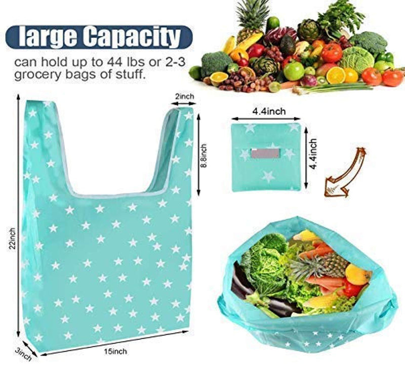 6 Pack Reusable Shopping Grocery Bags Foldable, Washable Grocery Tote with Pouch, 35LB Weight Capacity, Heavy Duty Shopping Tote Bag, Eco-Friendly Purse Bag Fits in Pocket Waterproof & Lightweight