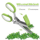 Herb Scissors Set with 5 Multi Stainless Steel Blades, Safe Cover and Cleaning Comb, Multipurpose Kitchen Chopping Shear, Mincer, Sharp Dishwasher Safe Kitchen Gadget, Culinary Cutter Chopper, Green